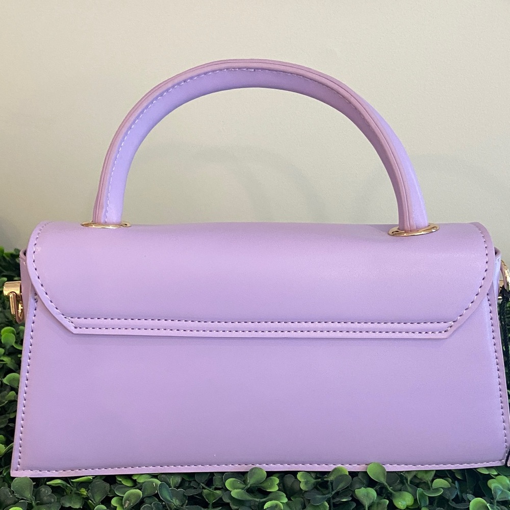 Olga Berg Lilac Top-Handle Mini Bag with Gold Hardware - Picture 6 of 7